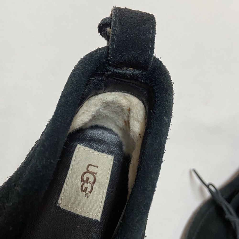 UGG S/N 1094814 Woodlyn Black Suede Loafers with Shearling Lining Size 7USA - Picture 10 of 14